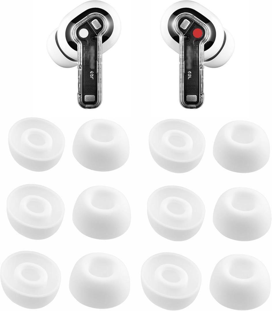 Silicone Ear Tips Replacement for Nothing Ear/Nothing Ear (a) Wireless Earbuds, 6 Pairs (S/M/L, White)