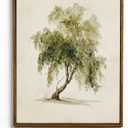 Framed Vintage Willow Trees Canvas Wall Art Rustic Watercolor Plant Prints Country Landscape Poster Green Botanical Pictures Calm Paintings Farmhouse Home Wall Decor for Bedroom Office