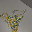GORGLITTER Women's High Waisted Thong Bikini Set Lemon Graphic Halter Triangle Top Swimsuit Bathing Suit (Large, Orange Multicolor)