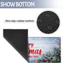 Christmas Kitchen Mats Set of 2, 17x30 + 17x47 Inch Xmas Kitchen Rugs, "Merry Christmas And Happy New Year" Pinecone & Star Decor, Non - Slip Floor Mats for Kitchen, Dining Area Christmas Decoration