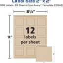 Avery Kraft Brown Square Labels with Sure Feed Technology, 2" x 2", Print to The Edge, Laser/Inkjet Printable Labels, 300 Total (22846)