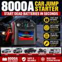 8000A Car Battery Jump Starter, Heavy Duty Jump Box for Gas & Diesel Vehicles, 12V/24V Portable Power Pack with LED Light for Trucks, SUVs, Commercial & Diesel Engines