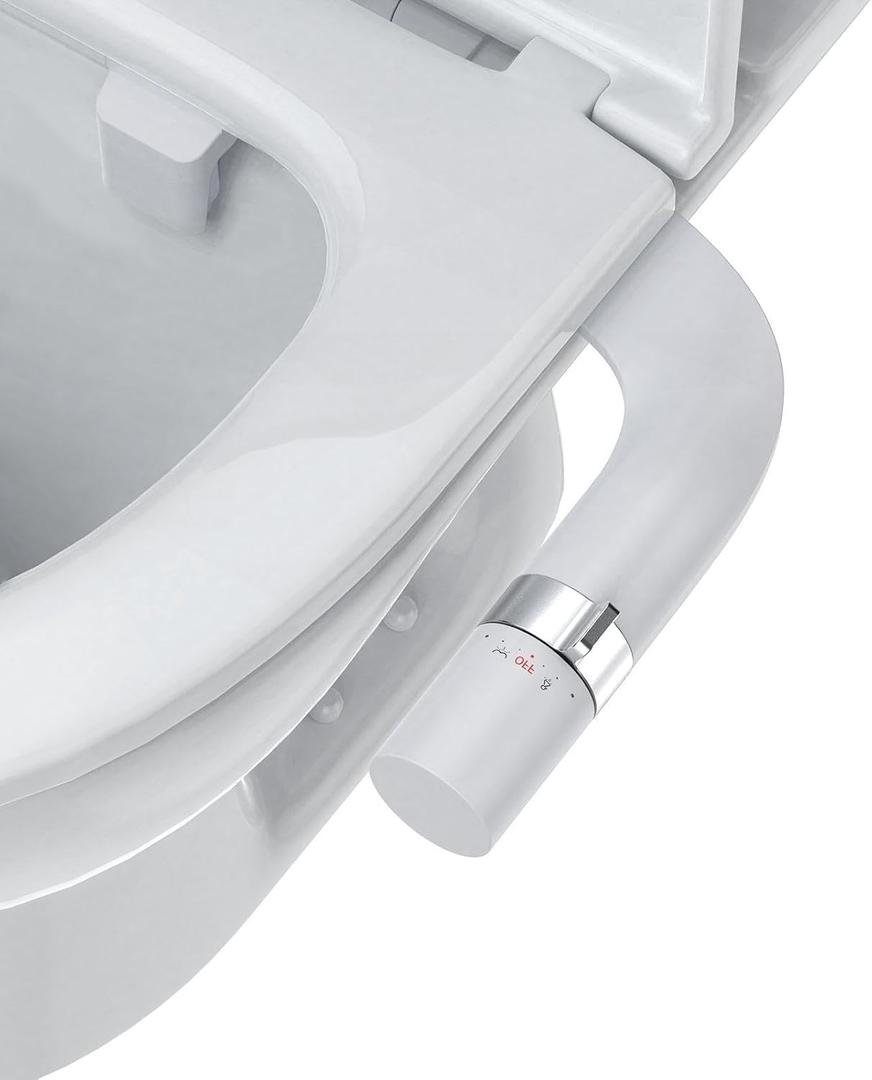 IDEALHOUSE Bidet Attachment for Toilet - Dual Nozzle Feminine Wash, Bidet Sprayer for Bathroom,Adjustable Water Pressure,Non-Electric Toilet Bidet for Bathroom Accessories(chrome rotary knob)