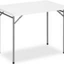 3ft Rectangular Folding Table for All-Occasion, Foldable Table with HDPE Tabletop and Steel Legs, Durable and Stable Small Folding Table, Perfect for Camping, Picnic, Party, Indoor & Outdoor (White)
