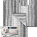 Bathroom Rugs Sets 2 Piece, Toilet Rugs U-Shaped, Contour Bath Mat Set for Toilet Bathroom, Soft Absorbent Chenille Bath Carpet, Quickly Dry, Washable (Gray, 32" x 20" + 24" x 20") (Grey)