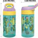 Zak Designs 16oz Riverside Desert Life Kids Water Bottle with Straw and Built in Carrying Loop Made of Durable Plastic, Leak-Proof Design for Travel, 2PK Set