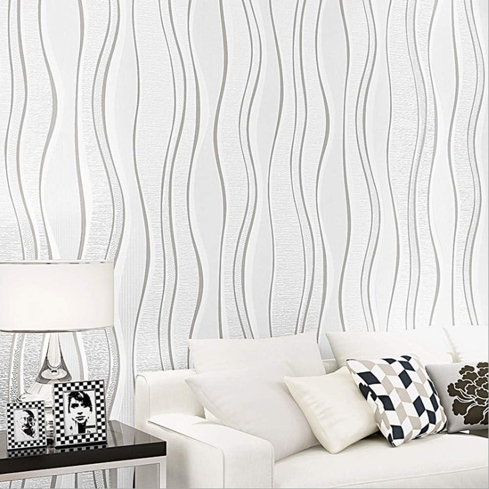 Q QIHANG Modern Simple Non-Woven Three-Dimensional Foamed Wallpaper 3D Wavy Vertical Stripes Hotel Living Room Dining Room Background Wall 20.87" Wx393.7 L Non-Pasted
