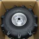 RONPOW 11x4.00-4 Tiller Tire and Wheel, 3/4" Axle Bore, 3-1/8" Centered Hub, 400 lb Load Capacity, 4 Ply Pneumatic Replacement Tire for Rototiller & Garden Tiller, 2 Pack Silver, 3/4" Axle Hole