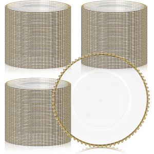 MAONAME 100 PCS Clear Charger Plates Bulk, 13" Plate Charger for Dinner Plate, Plastic Round Chargers, Table Chargers for Table Setting, Wedding, large