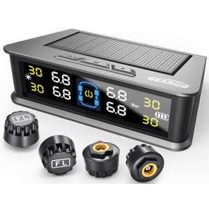 RV Tire Pressure Monitoring System,0-99 PSI Tire Pressure Monitor System with Solar Charger,RV TPMS with 4 Sensors&6 Alarm Modes