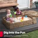 Step2 Naturally Playful Sandbox II, Kids Sand Activity Sensory Play Pit, Summer Outdoor Toys, 7 Piece Water Toy Accessories, for Toddlers 1+ Years Old, 50.38"l X 31.25"w X 16"h