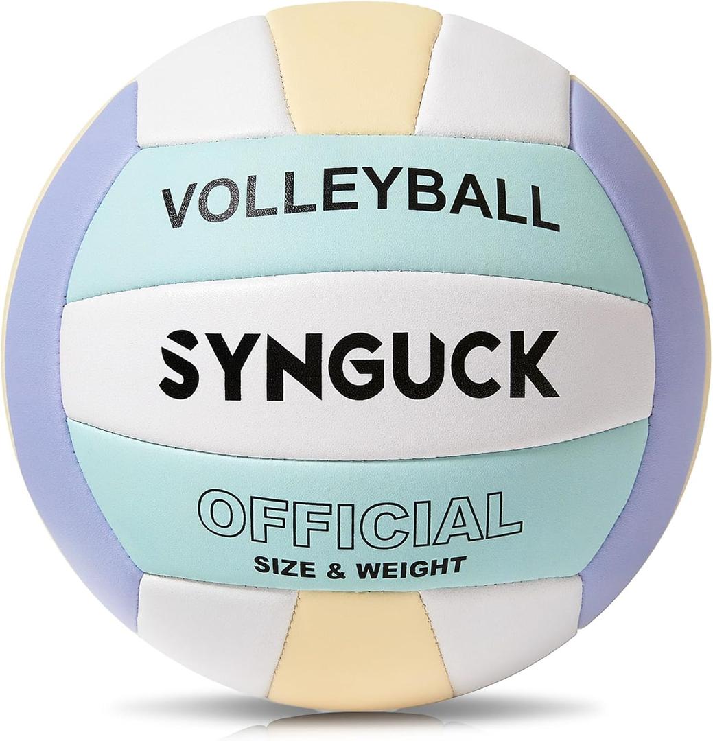 SYNGUCK Size 5 Volleyball,Official Soft Indoor Outdoor Volleyballs Sports Training Game Play Ball for Youth, Teenager, Adult (Blue+Purple)