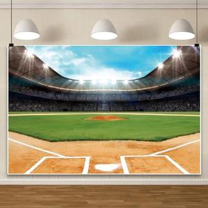 ChloropLastid Baseball Field Stadium Backdrop 10x8ft Outdoor Green Grass Field Sport Photography Background Stage Large Competition Pitch Boys Adult Birthday Party Fans Events Decor Banner Props