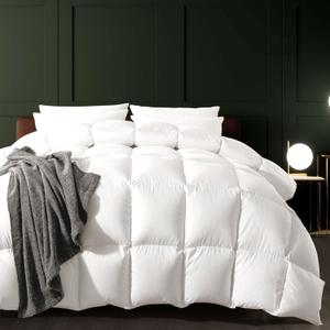 Down Fiber Comforter Queen Size, All Season Duvet Insert Feather Downfiber Filled, Cotton Luxury Hotel Collection with Corner Loops