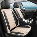 FREESOO Universal Full Seat Covers, Waterproof Faux Leather Automotive Seat Covers with Carbon Fiber Texture Seat Belt Pads, Anti-Slip Airbag Compatible Car Seat Covers for Cars SUVs Trucks