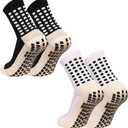 Men's Grip Soccer Socks Anti Slip Athletic Socks Non Slip Football Basketball Socks with Grip Pads,4 pcs