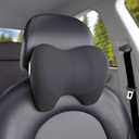 Super Cozy Car Headrest Pillow, 100% Memory Foam Car Neck Pillow with Adjustable Strap & Breathable Removable Cover, Ergonomic Design - Travel Pillow Car Pillow for Neck/Back Pain Relief(Black, 1PC) (Model-two)