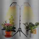 LBW Grow Light for Indoor Plants, Dual Heads Full Spectrum LED, Auto On/Off Timer, 6 Dimmable Levels, 3 Switch Modes, Adjustable Tripod Stand 15-63 inches