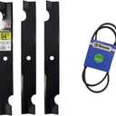 Maxpower 561149B 3 Blade Set for 54" Cut Bad Boy Mowers, Replaces OEM no. 038-0005-00, Black & Stens New OEM Replacement Belt 266-164 Compatible with Bad Boy CZT, MZ