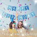 3 x Happy Birthday Banner Light Blue Happy Birthday Sign Birthday Decorations for Birthday Party Backdrop Wall Decor Light Blue Birthdays Sign for Men Women Party Supplies