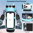 Water Bottle Carrier Bag with Canvas Shoulder Strap for Stanley 40 oz Tumbler with Handle, Water Bottle Holder Pouch with 6.7'' Phone Pocket for Stanley Cup Accessories, Birthday Gifts for Men Women