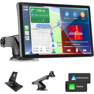 9 Inch Portable Carplay Screen for Car,Wireless Carplay & Android Auto Touch Screen,Car Audio Receivers with Bluetooth,Mirror Link,Siri,GPS Navigation,Voice Control
