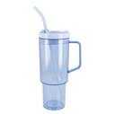 Large Capacity Portable Straw Plastic Handle Cup, 40oz