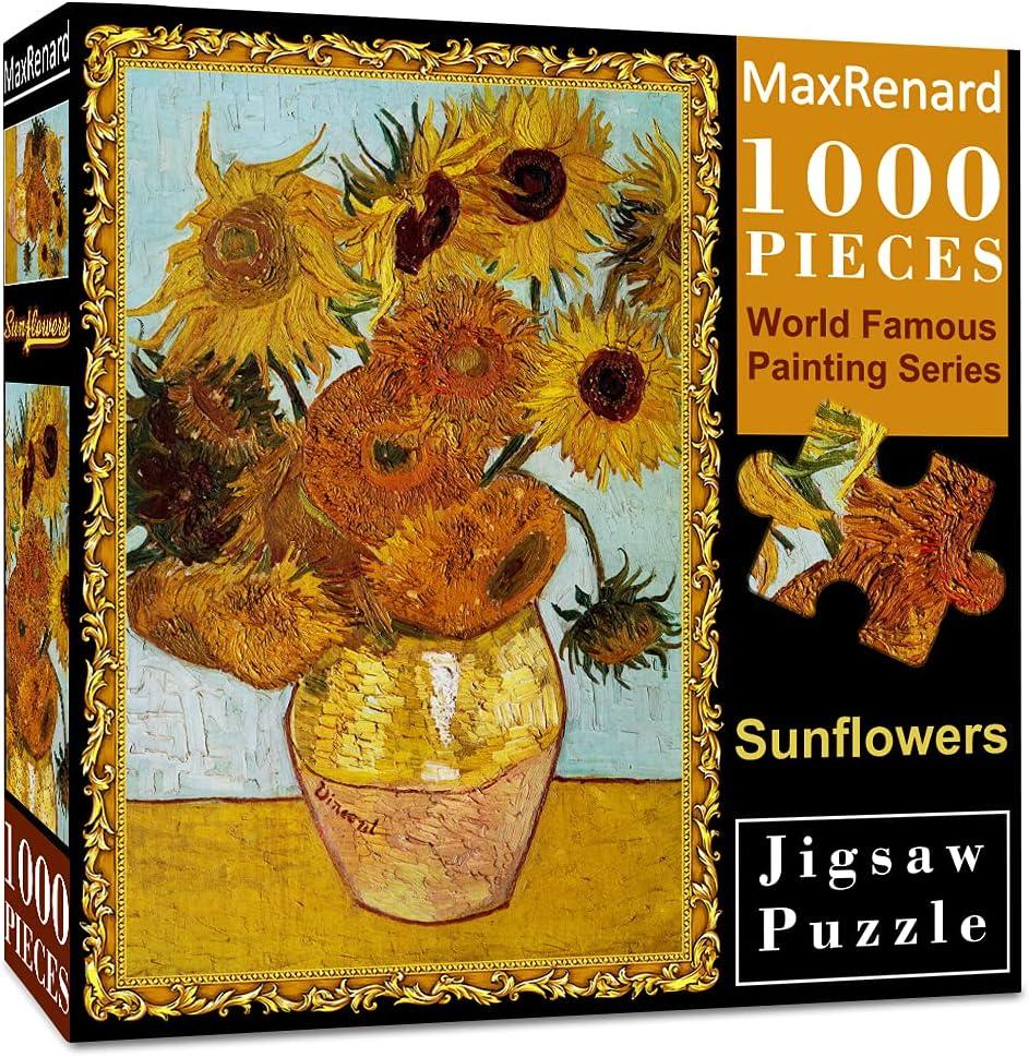 MaxRenard Game Jigsaw Puzzle 1000 Pieces and Up for Adult Toy Fine Art Collection Sunflowers by Vincent Willem Van Gogh (A008)