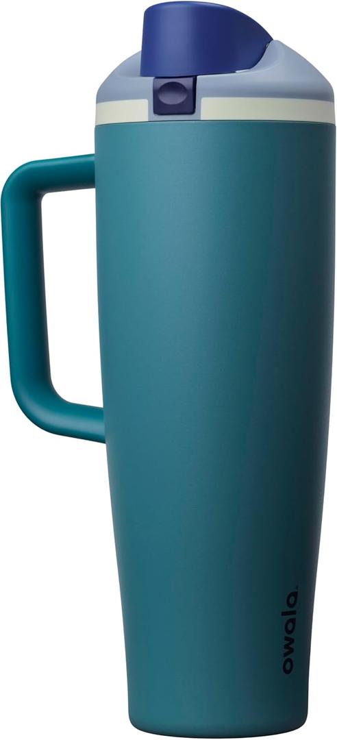 Owala FreeSip Tumbler Insulated Stainless Steel Water Bottle with Built-in Straw and Side Handle, For Travel, Work, School, and Sports, 40oz, BPA Free, Leak Proof, Denim