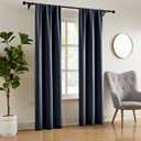 WRENSONGE Blackout Curtains for Bedroom, Navy Blue Blackout Curtains 84 Inch Long for Living Room Windows Kitchen Room, Easy Rod Pocket Curtain Modern Room Darkening Curtains 4 Panels Set