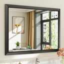40x30 Inch Black Bathroom Mirror for Wall, Thick Metal Framed Rectangle Mirrors for Over Sink, Bedroom, Living Room, Entryway, Anti-Rust, HD Tempered Glass