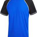 Satankud Men's UPF 50+ Rashguard Swim Tee Short Sleeve Running Shirt Swimwear Swim Hiking Workout Shirts (Medium, 04- T3- Blue/Black)