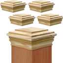 Sasylvia 4 Pcs Wooden Post Caps Cedar Fence Post Caps Rot Resistant, Decorative Tops for Decks Mailboxes and Outdoor Fences Protection (6x6 Inch)