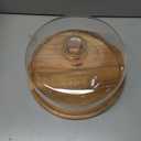 Clear Wooden Glass Dessert Dome with Base, Round Cake Stand Cover, Pastry Display Cloche for Food, Cake Plate with Cover for Baking Gifts Birthday Kitchen Party Weddings (11.4 inch)