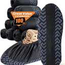 100 Pcs Shoe Covers Disposable Non-Slip,Shoe Covers for Indoors Reusable,Slip-resistant, Durable, Breathable, Non-Woven Booties for Shoes Covers,Stretchable Black