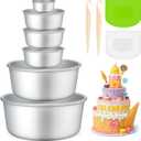 Juome 6Pcs Round Cake Pans Set of 2, 4, 6, 8 Inch - Non-stick Leakproof Cheesecake Baking Pan with Removable Bottom, Anodized Aluminum Smash Cake Pan for Even Baking Chiffon Cake Mold