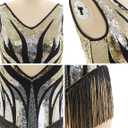 Women Sexy Sequin Fringe Bodysuit Gradient Sparkly Tassel Romper Latin Jazz Dance Leotard Acrobat Costume Disco Rave Outfits (M)