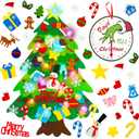 Felt Christmas Tree for Toddlers, 3.3 FT Felt DIY Tree Set for Kids Wall with Lights + Green Hand Advent Calendar + 32 Ornaments, Indoor Christmas Home Decorations Decor, Xmas Activities Presents, Colorful