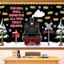 Christmas Train Bulletin Board Decoration Set Christmas Polar Golden Tickets Name Tag Xmas Movie Train Theme Cutouts for Classroom School Home Chalkboard Office Winter Holiday Party Decor Supplies