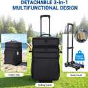 Rolling Cooler with Wheels, 80-Can Leakproof Portable Soft Cooler | Collapsible Insulated Rolling Cooler Bag on Wheels and Handle for Beach Picnic Camping Grocery Shopping