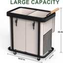 190L (50 Gal) Extra Large Fashion Laundry Hamper 2 Section with Lid, Rolling Laundry Basket Hamper with Handle, Laundry Organizer Storage Cart with Sturdy Metal Frame for Laundry Room, Hotel, White