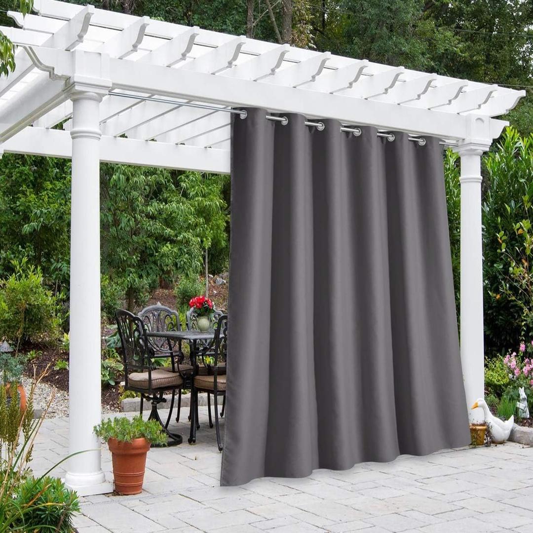 NICETOWN Extra Wide 84" Bedroom Curtain for Patio Room Darkning, Rustproof Grommet Blackout Bedroom Drape Heavy Weight Vertical Blind for Arbor/Party/Terrace, 84" Long, Grey, 1 Piece