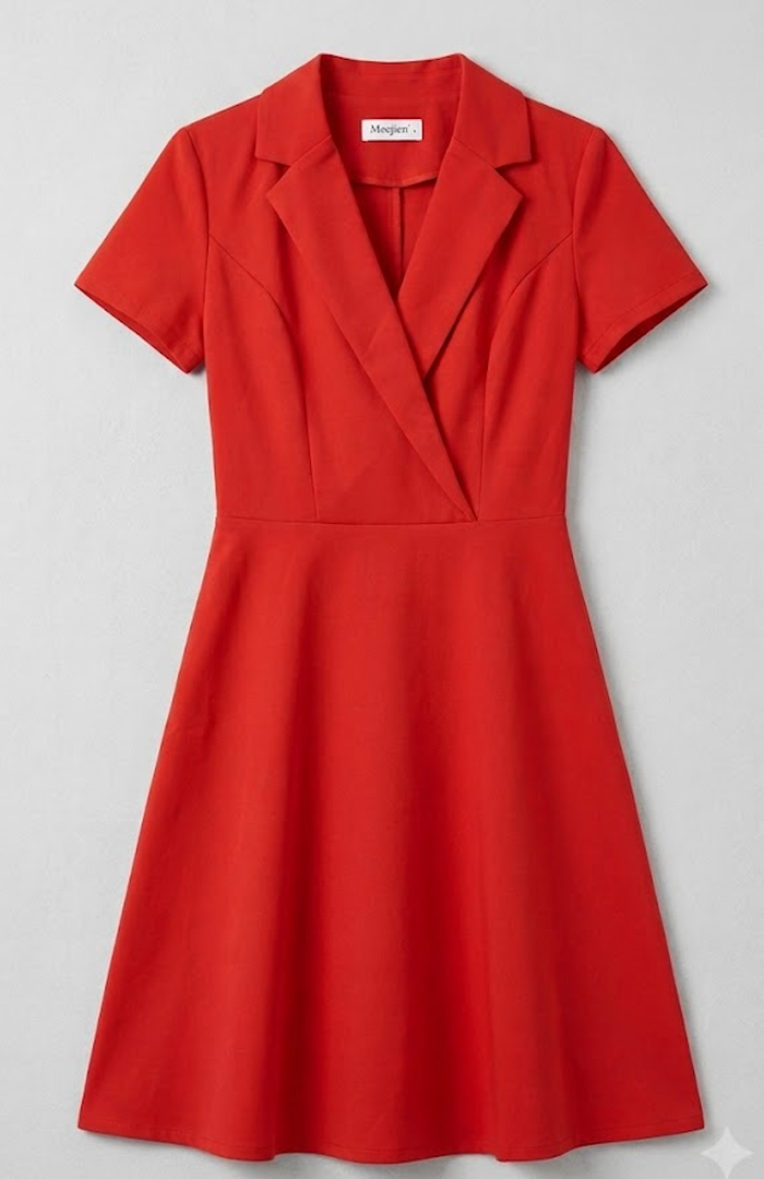 Women's Vintage Tea Dress, Short Sleeve Cocktail Party Dress Work Church Casual Dress M