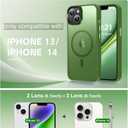 Magnetic for iPhone 13 Case/iPhone 14 Case, [Compatible with Magsafe & Military-Grade Protection] Slim Translucent Matte Phone Case for iPhone 13/14 6.1 inch,Midnight Green