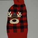 KYEESE Dog Christmas Sweater with Reindeer Pattern, Cozy Holiday Outfit, Turtleneck Dog Sweater for Small Dogs with Leash Hole, Red Buffalo Plaid Knitwear, Soft Warm Festival Dogs Clothes, Large (Large (11-19lbs))