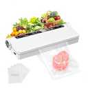 Vacuum Sealer Machine for Food, 75KPA Strong Suction, Moist/ Dry Modes, 20 Vacuum Seal Bags for Food, Digital Countdown Timer, Compact Lightweight, with Starter Kits(White)