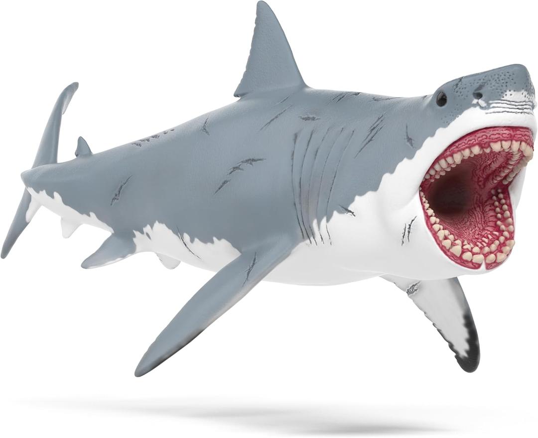 Schleich Dinosaurs - 11" Megalodon Shark Figurine - Durable Jurassic Dinosaur Toys - Realistic Shark Toys for Boys and Girls - Fun Bathtub Animal Figures for Toddlers and Kids Ages 5+ | 15055