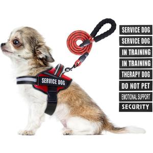 Service Dog Vest Harness and Leash Set, Animire in Training Dog Harness with 10 Dog Patches, Reflective Dog Leash with Soft Padded Handle for Small, Medium, Large, and Extra-Large Dogs (RED,XS)