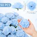 Thiccywoov 50 Pcs Artificial Flowers, 3.2 Inches Silk Rose Head Flowers Fake No Stem for Wedding Bridal Bouquet Home Floral Decor DIY Centerpieces Arrangements Party Tables Decoration(Sky Blue)