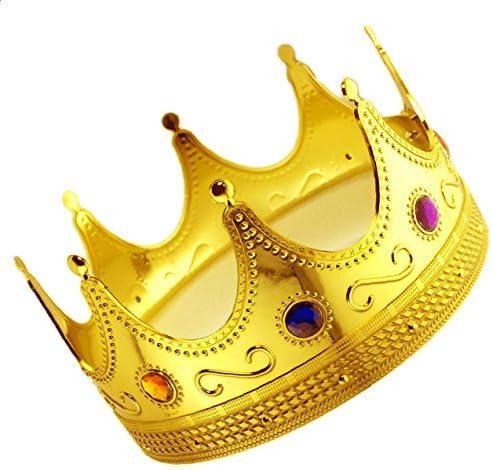 Adorox Gold Royal King Plastic Crown Prince Costume Accessory (24k) Adorox Gold Royal King Plastic Crown Prince Costume Accessory (24k)